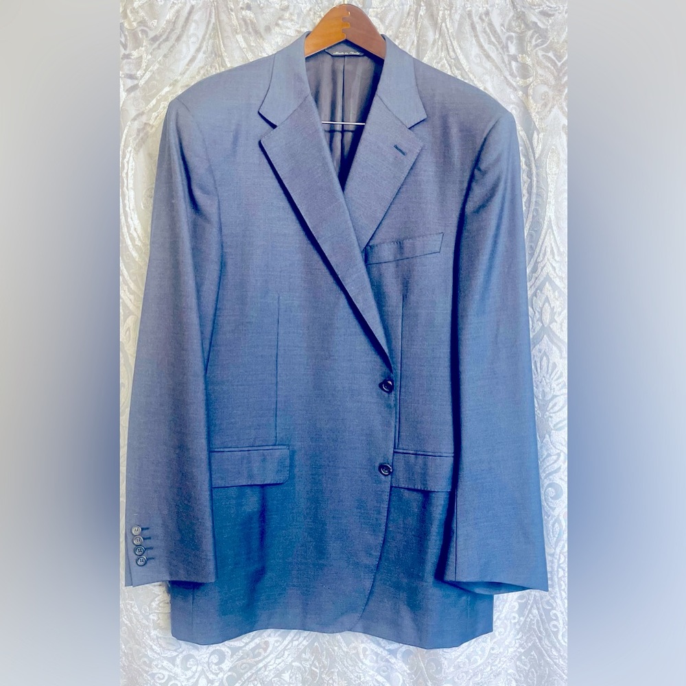 Canali Size 52 Long Slate Blue Blazer